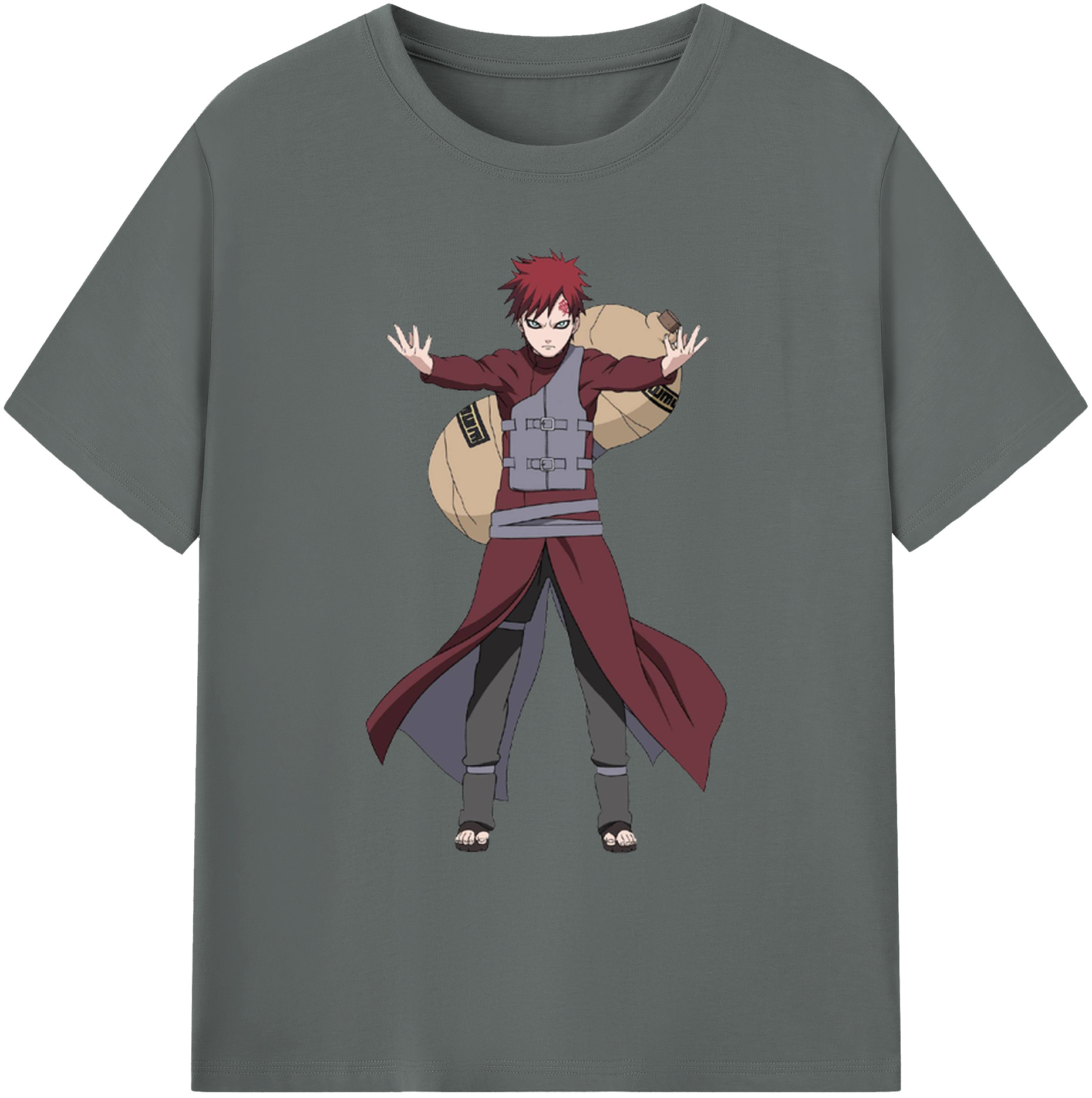 （画像用） NARUTO -ナルト- ガアラ Gaara 綿100％ メンズ半袖Tシャツ｜肌触りやわらか＆通気性
